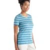 ICEBREAKER Merino Wave Shortsleeve Tee Stripe Haze-azule